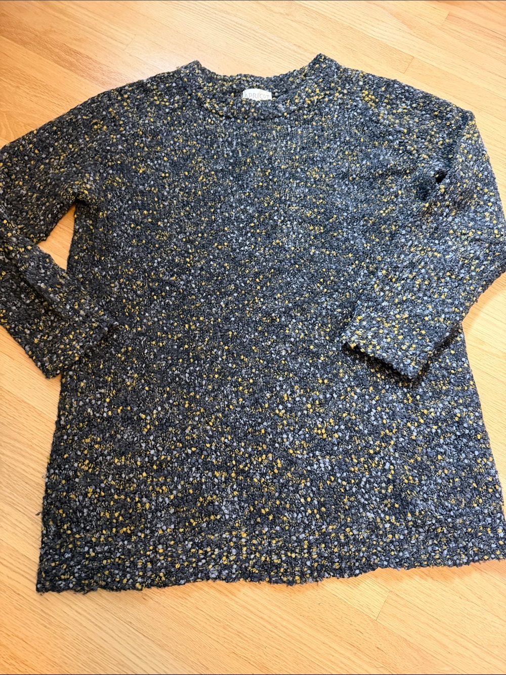 APRICOT Charcoal Marled Crewneck Sweater with Mustard Flecks